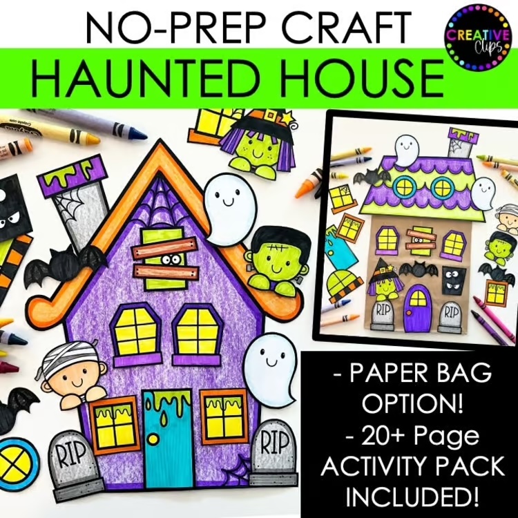 Build a Haunted House Craft | Halloween Writing, Bulletin Board, Coloring Pages