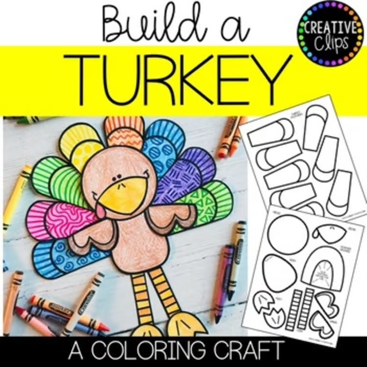 Build a Turkey Craft | Thanksgiving Craft Coloring Pages