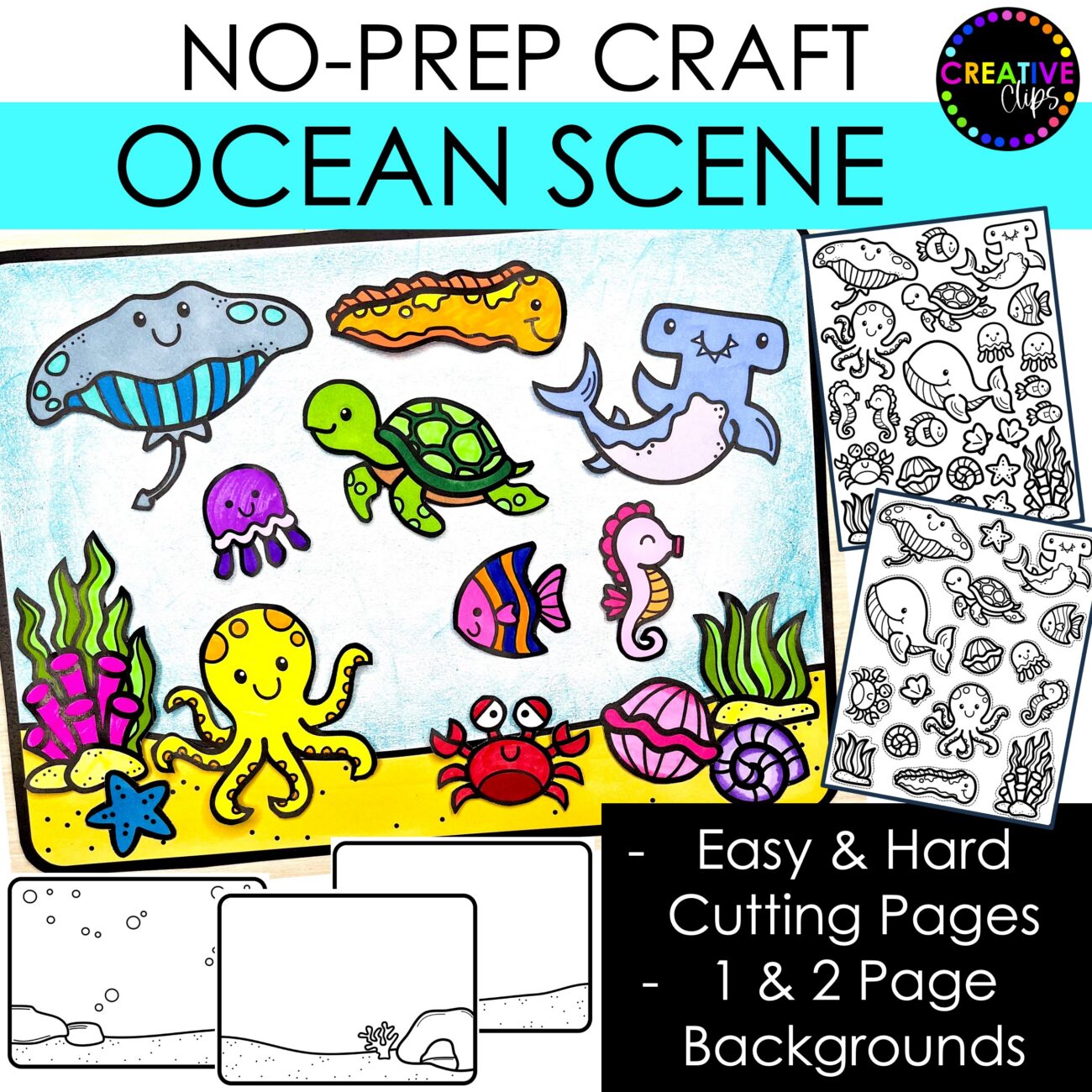Build an Ocean Scene | Summer Craft Coloring Pages | End of Year | No Prep