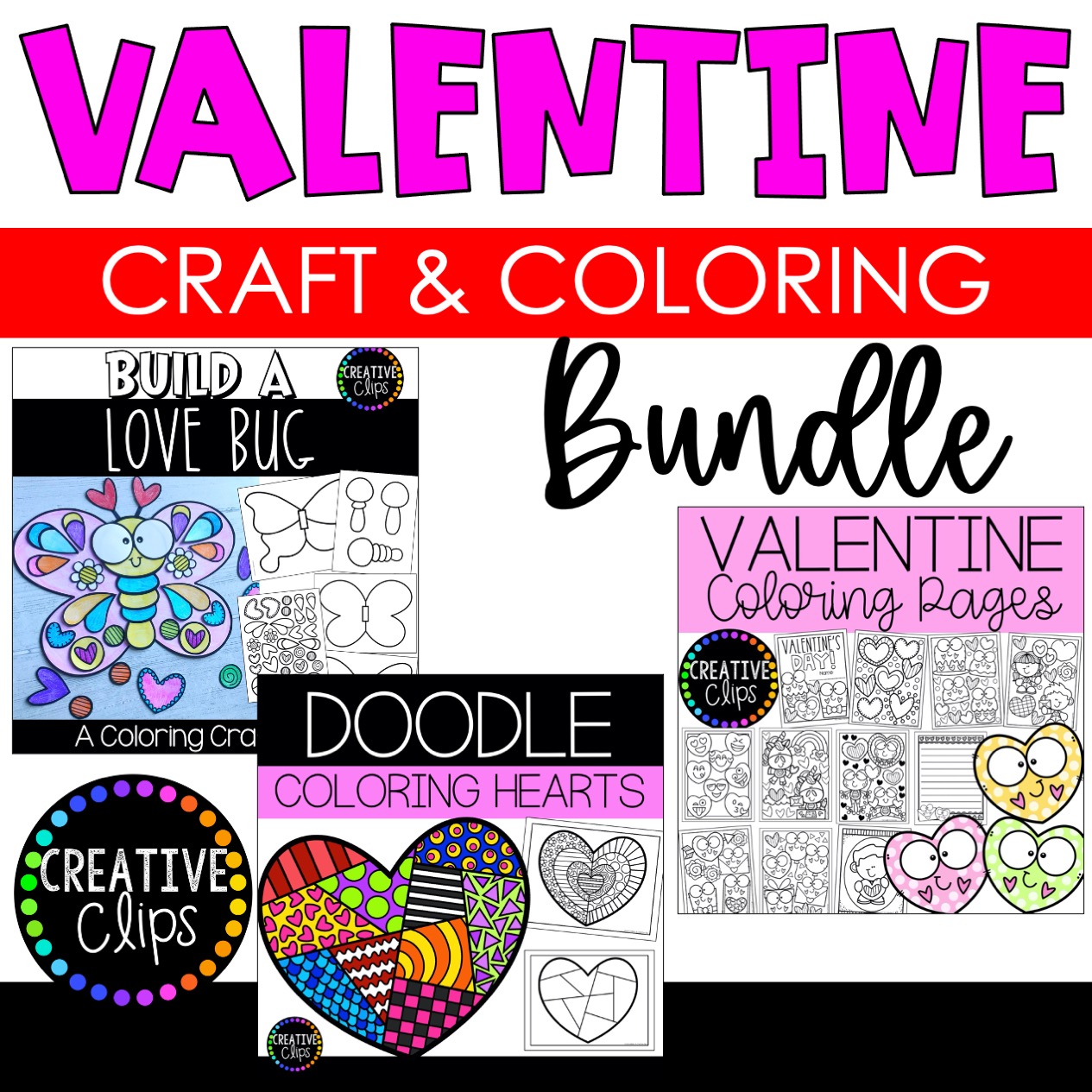 Valentine Craft and Coloring Bundle | Coloring Pages