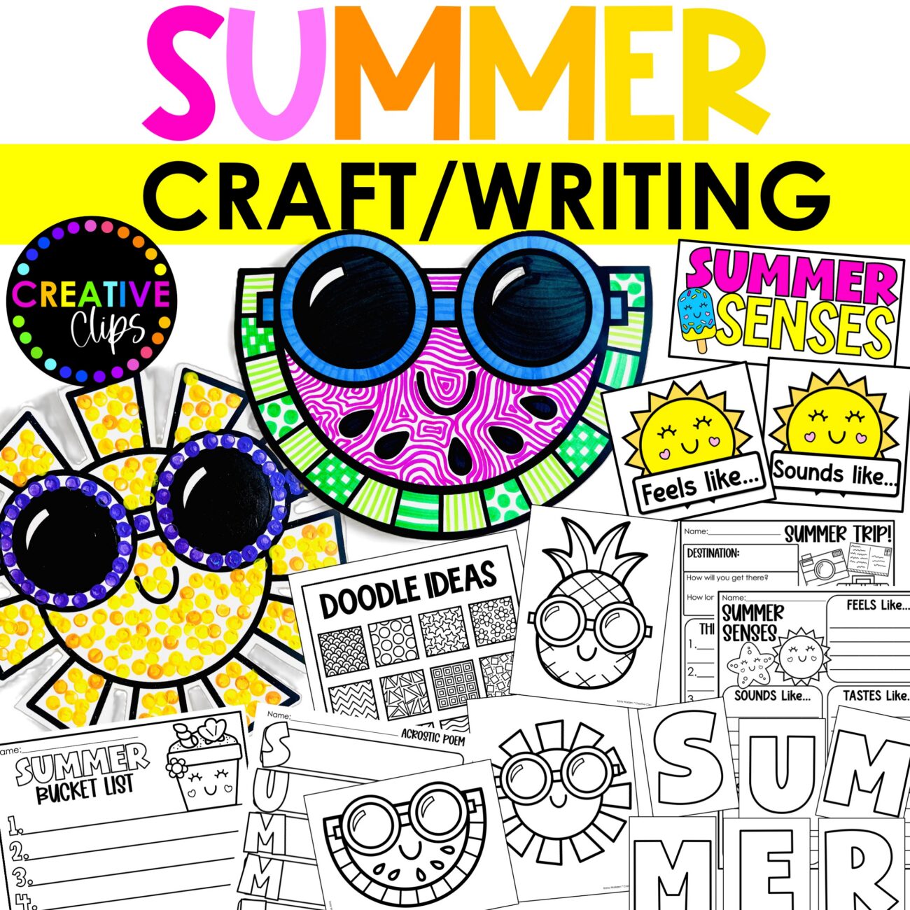 Summer Craft Writing Activities | Q-tip Painting, Coloring, Bulletin Board