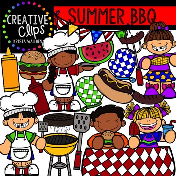 Summer BBQ Kids Clipart | Backyard Barbecue and Cookout