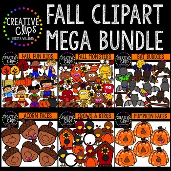 Fall Kids and Animals Clipart Mega Bundle