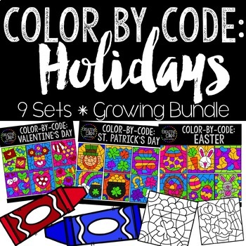 Color by Code Holiday Clipart | Holidays Bundle