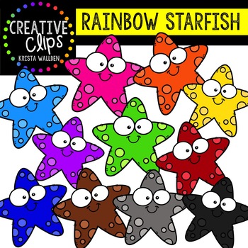 Rainbow Smiley Starfish | Summer Clipart
