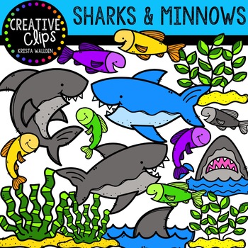 Sharks and Minnows | Ocean Clipart