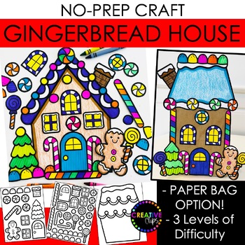 Build a Gingerbread House Paper Bag Christmas Craft | Coloring, Bulletin Board